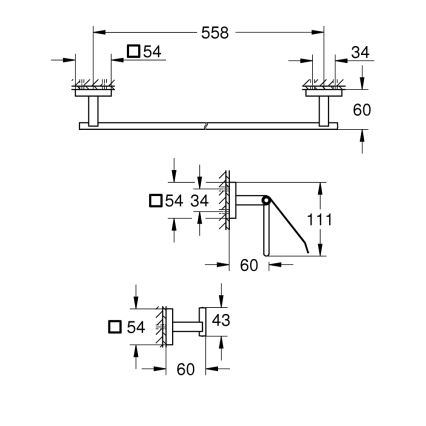 GROHE 41124000 - Ensemble d'accessoires START CUBE 558 mm chromé brillant