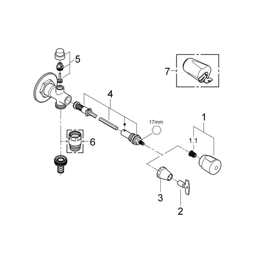 GROHE 41208000 - Robinet mural extérieur EUROTEC DN 15 chrome brillant