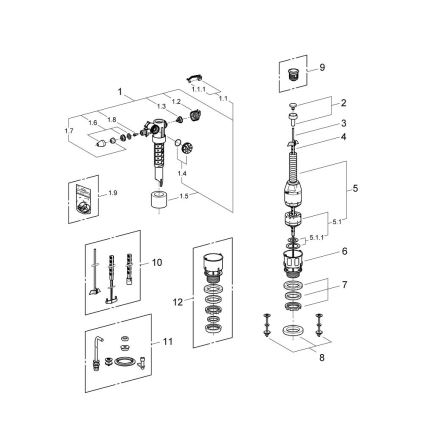 GROHE 43907PI0 - Kit de remplacement pour réservoirs de chasse d'eau en céramique