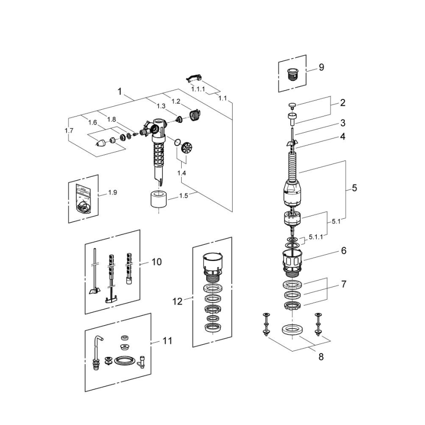 GROHE 43907PI0 - Kit de remplacement pour réservoirs de chasse d'eau en céramique