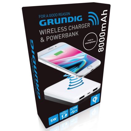 Grundig - Batterie portative 8000 mAh/5V avec chargement sans fil