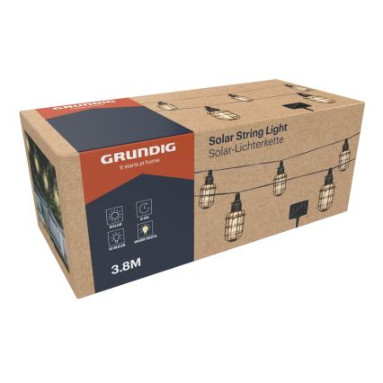 Grundig - Guirlande solaire 10xLED 3,8m IP44 blanc chaud