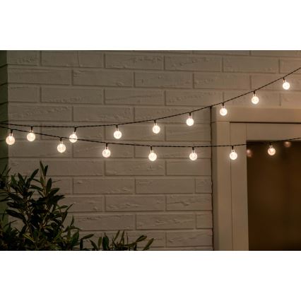 Grundig - Guirlande solaire à intensité variable 50xLED/8 fonctions 9,35m IP44 blanc chaud+Télécommande