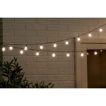 Grundig - Guirlande solaire LED dimmable 50 LED / 8 fonctions 9,35 m blanc chaud 1200 mAh IP44 + télécommande