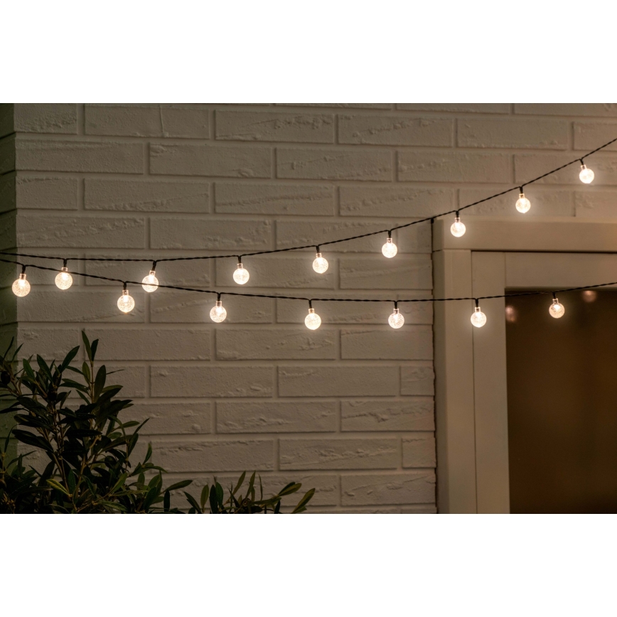 Grundig - Guirlande solaire LED dimmable 50 LED / 8 fonctions 9,35 m blanc chaud 1200 mAh IP44 + télécommande