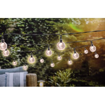 Grundig - Guirlande solaire LED dimmable 50 LED / 8 fonctions 9,35 m blanc chaud 1200 mAh IP44 + télécommande