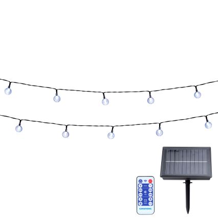 Grundig - Guirlande solaire LED dimmable 50 LED / 8 fonctions 9,35 m blanc chaud 1200 mAh IP44 + télécommande