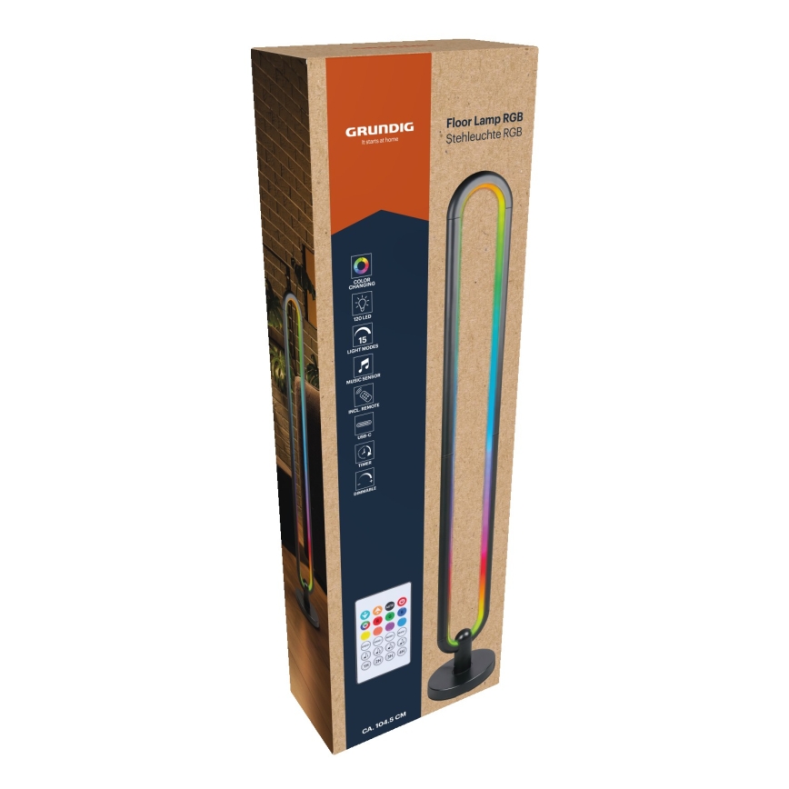 Grundig - Lampadaire LED RGB à intensité variable LED/8W/5V + télécommande