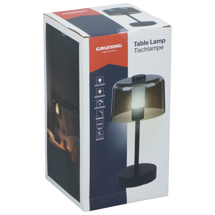 Grundig - Lampe de table tactile LED dimmable, 5 V, 800 mAh