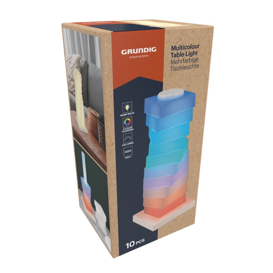 Grundig - Lampe de table tactile RGB à LED, 4W/5V
