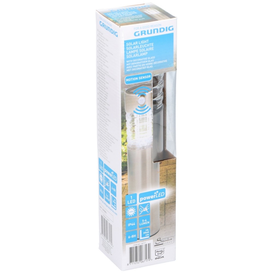 Grundig - Lampe solaire LED avec détecteur de mouvement et capteur crépusculaire LED/1,2V 600 mAh IP44
