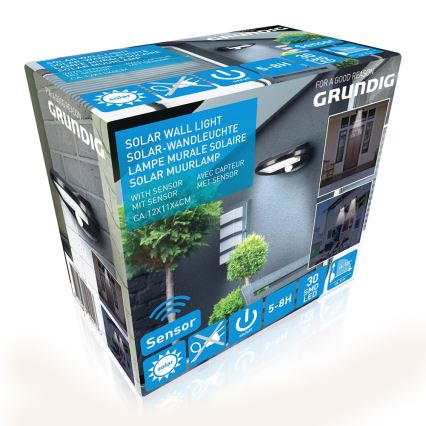 Grundig - LOT 2x Applique murale solaire avec détecteur de mouvement et de crépuscule LED/3,2V 600 mAh
