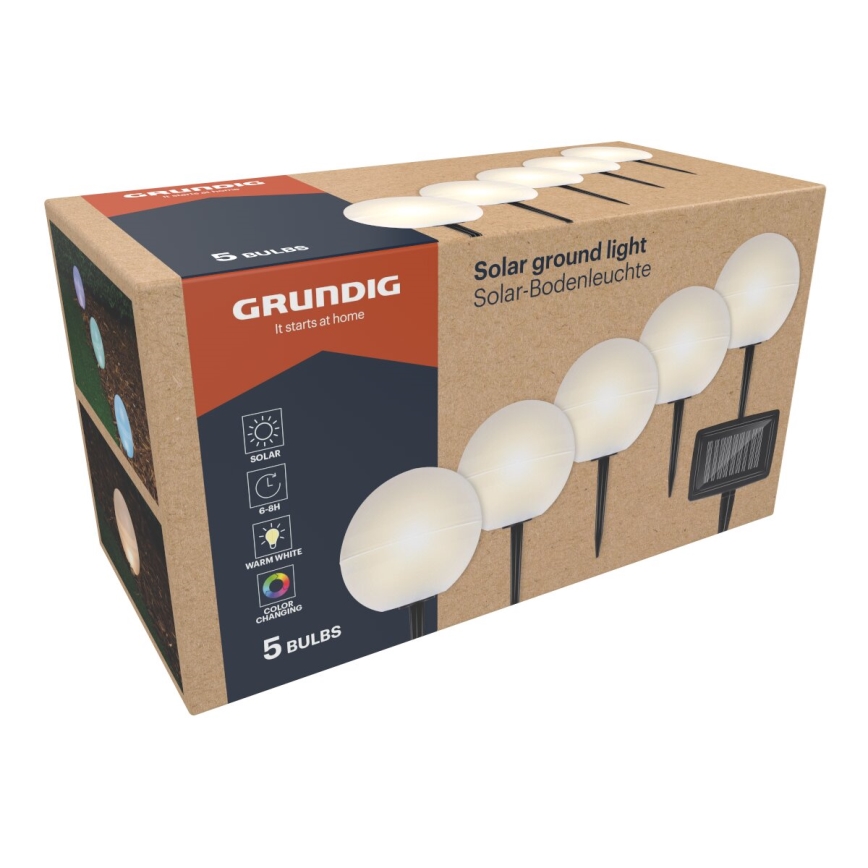 Grundig - LOT 5x Lampe solaire RGBW LED/3,2V IP44