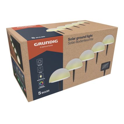Grundig - LOT 5x Lampe solaire RGBW LED/3,2V IP44