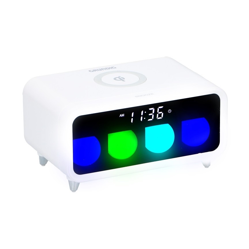 Grundig - Veilleuse LED à intensité variable avec un réveil et recharge sans fil LED/5W/230V