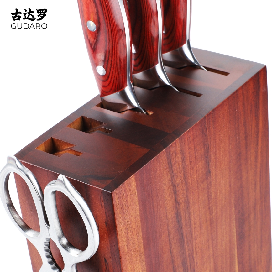 Gudaro - Bloc à couteaux 25x25x10 cm AKIRA acacia