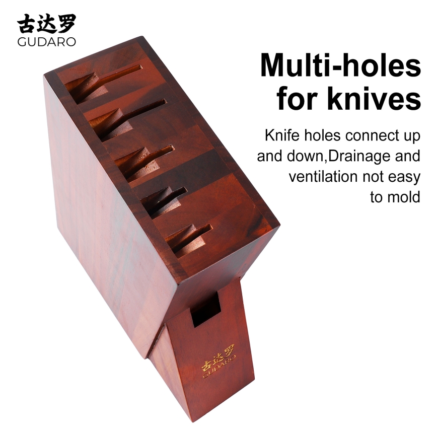 Gudaro - Bloc à couteaux 25x25x10 cm AKIRA acacia
