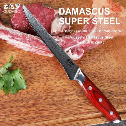 Gudaro - Couteau à désosser KENSHO en acier damassé 6, 67 couches, longueur 15 cm