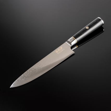 Gudaro - Couteau de chef professionnel AKIRO 8, en acier damassé à 67 couches, longueur 20 cm, noir