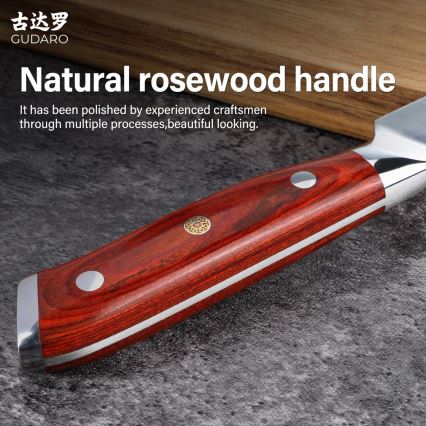 Gudaro - Couteau de chef damassé MIYABI 8, 67 couches d'acier, longueur 20 cm