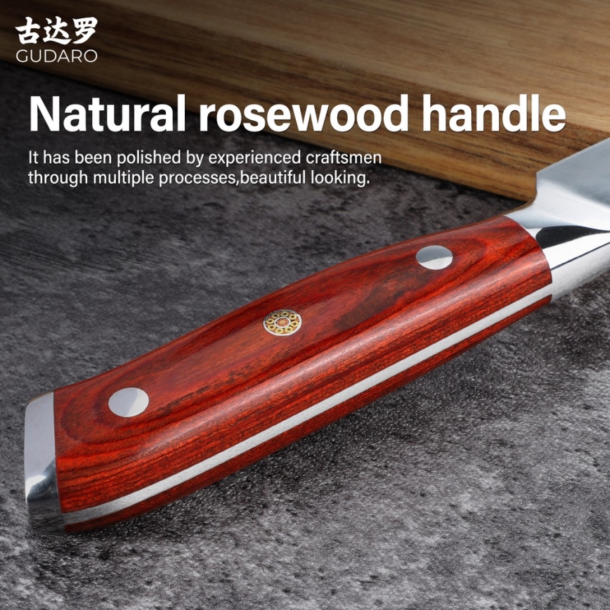 Gudaro - Couteau de chef damassé MIYABI 8, 67 couches d'acier, longueur 20 cm