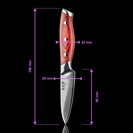Gudaro - Couteau de cuisine damassé KENSHO 3,5, 67 couches d'acier, longueur 9,5 cm