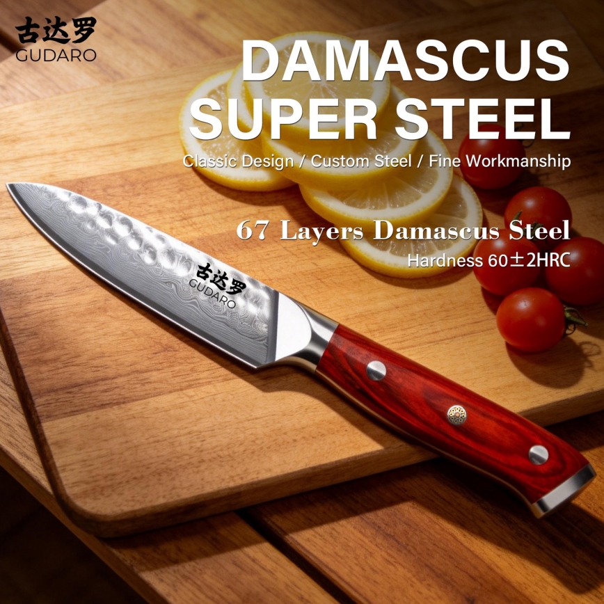 Gudaro - Couteau de cuisine damassé MIYABI 3,5, 67 couches d'acier, longueur 9,5 cm