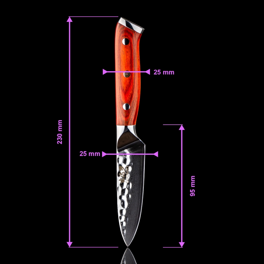 Gudaro - Couteau de cuisine damassé MIYABI 3,5, 67 couches d'acier, longueur 9,5 cm