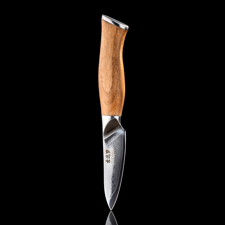 Gudaro - Couteau de cuisine damassé TAKUMI 3,5, 67 couches d'acier, lame 9,5 cm, manche en noyer
