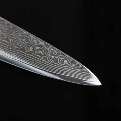 Gudaro - Couteau de cuisine en acier damassé SHIRO 3,5, 67 couches d'acier, longueur 9,5 cm