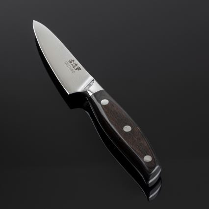 Gudaro - Couteau de cuisine en acier damassé SHIRO 3,5, 67 couches d'acier, longueur 9,5 cm