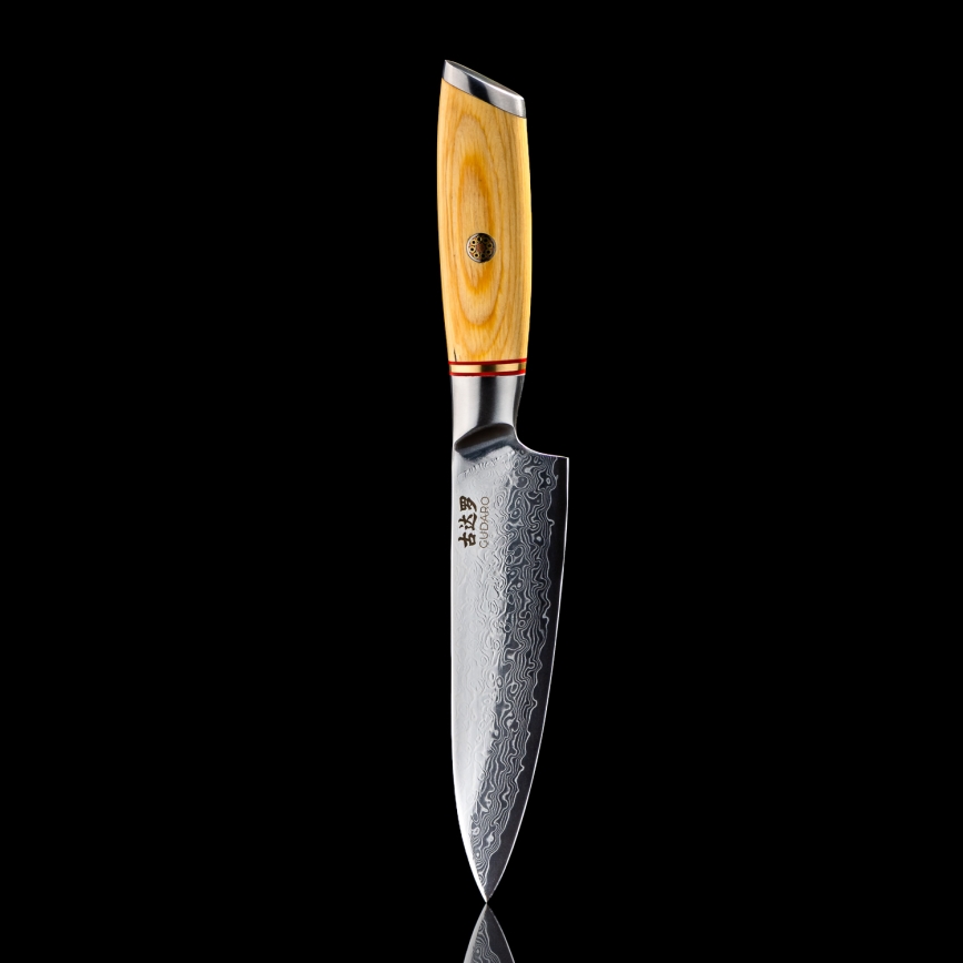 Gudaro - Couteau de cuisine polyvalent HIKARI 5, en acier damassé à 67 couches, longueur 12,5 cm