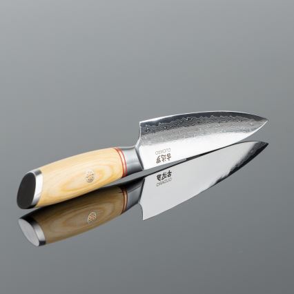 Gudaro - Couteau de cuisine polyvalent HIKARI 5, en acier damassé à 67 couches, longueur 12,5 cm