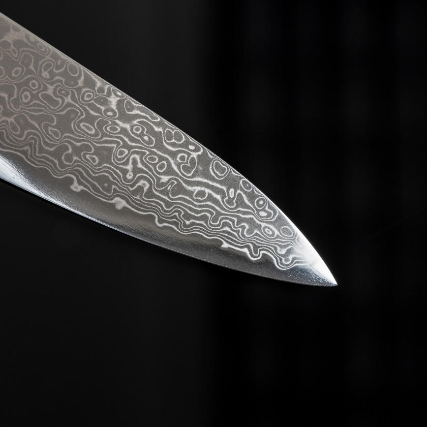 Gudaro - Couteau de cuisine polyvalent HIKARI 5, en acier damassé à 67 couches, longueur 12,5 cm