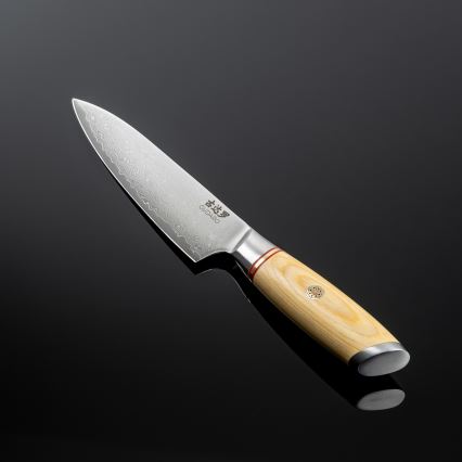 Gudaro - Couteau de cuisine polyvalent HIKARI 5, en acier damassé à 67 couches, longueur 12,5 cm