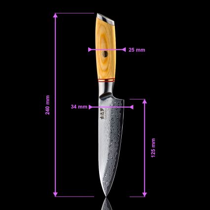 Gudaro - Couteau de cuisine polyvalent HIKARI 5, en acier damassé à 67 couches, longueur 12,5 cm