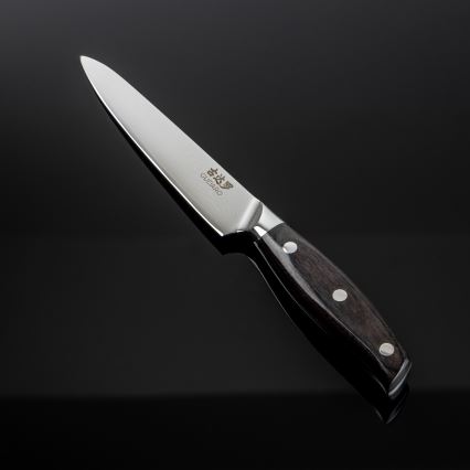 Gudaro - Couteau de cuisine polyvalent en acier damassé SHIRO 5, 67 couches d'acier, longueur de la lame 12,5 cm