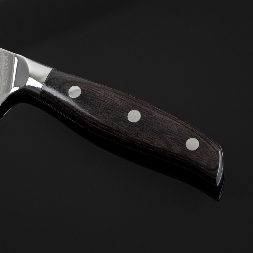 Gudaro - Couteau Santoku SHIRO en acier damassé à 67 couches, lame 7, longueur 17,5 cm