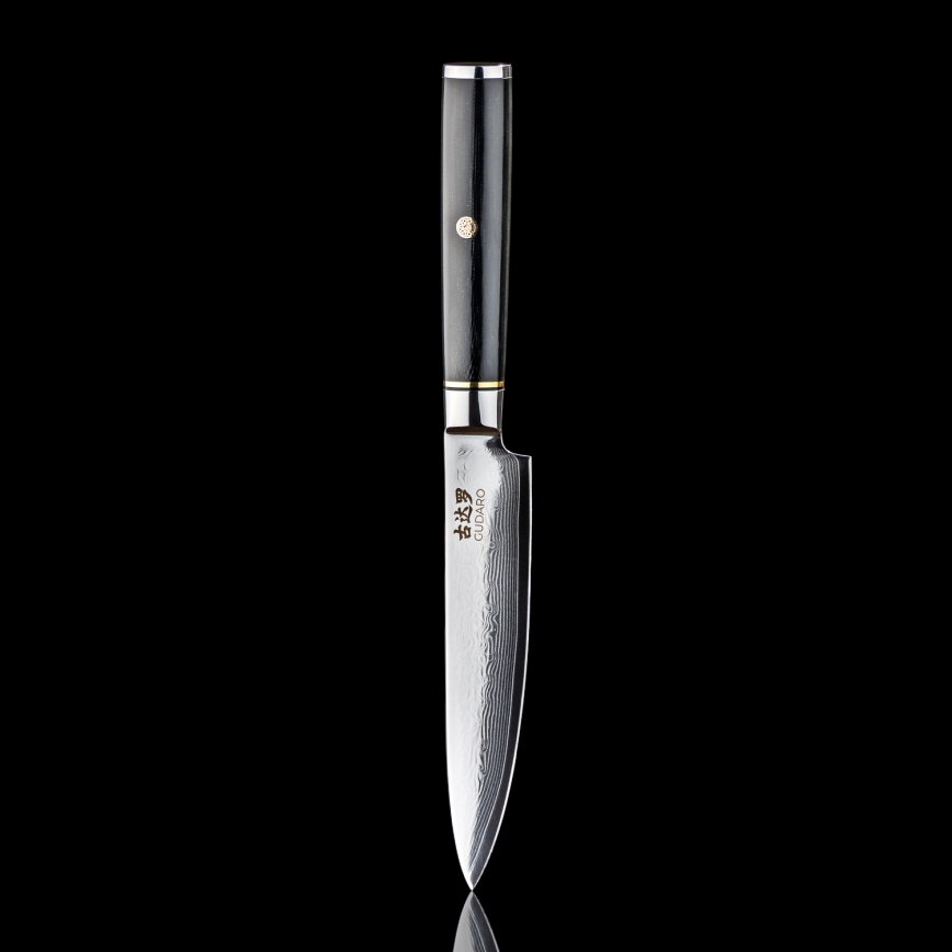 Gudaro - Couteau de cuisine universel en acier damassé AKIRO 5, 67 couches d'acier, longueur 12,5 cm, noir