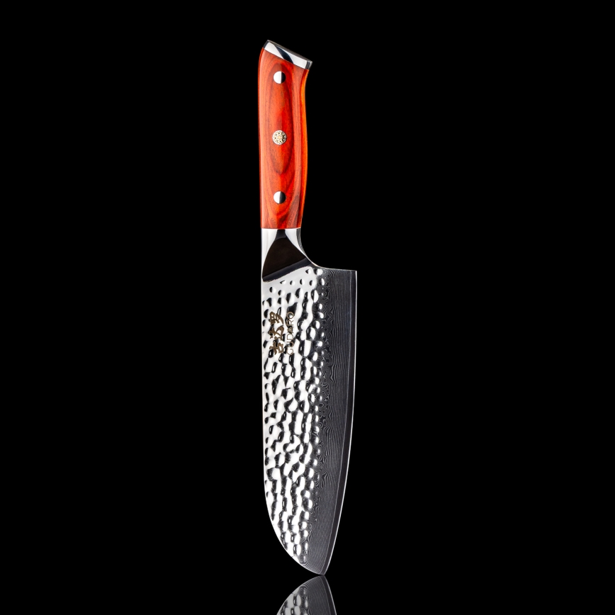 Gudaro - Couteau de cuisine Santoku damassé MIYABI 7, 67 couches d'acier, longueur de la lame 17,5 cm