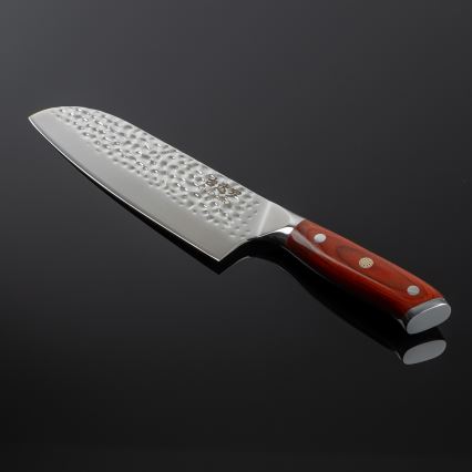 Gudaro - Couteau de cuisine Santoku damassé MIYABI 7, 67 couches d'acier, longueur de la lame 17,5 cm