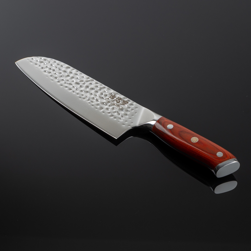 Gudaro - Couteau de cuisine Santoku damassé MIYABI 7, 67 couches d'acier, longueur de la lame 17,5 cm