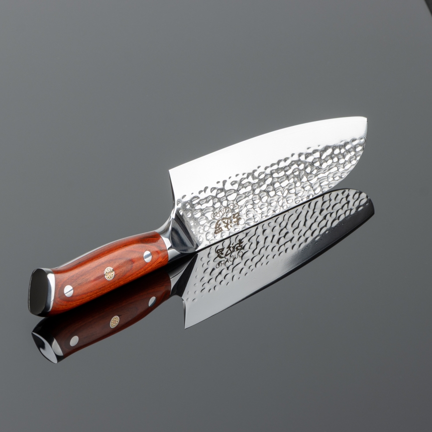 Gudaro - Couteau de cuisine Santoku damassé MIYABI 7, 67 couches d'acier, longueur de la lame 17,5 cm