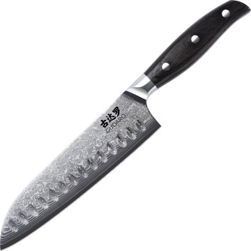 Gudaro - Couteau Santoku SHIRO en acier damassé à 67 couches, lame 7