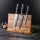 Gudaro - Ensemble de 3 couteaux de cuisine en acier damassé AKIRO + support magnétique