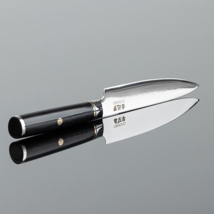 Gudaro - Ensemble de 3 couteaux de cuisine en acier damassé AKIRO + support magnétique