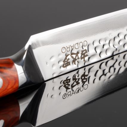 Gudaro - Ensemble de 5 couteaux de cuisine damassés MIYABI + support magnétique