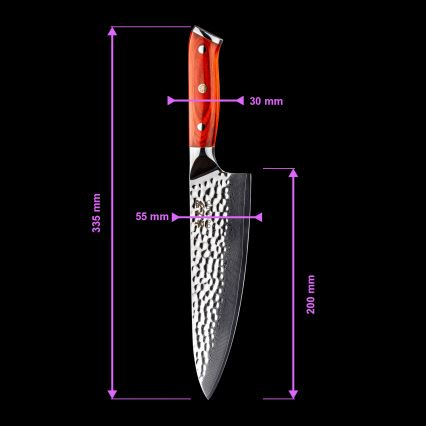 Gudaro - Ensemble de 5 couteaux de cuisine damassés MIYABI + support magnétique