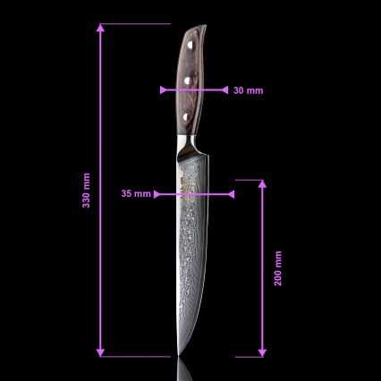 Gudaro - Ensemble de 5 couteaux de cuisine damassés SHIRO + support magnétique