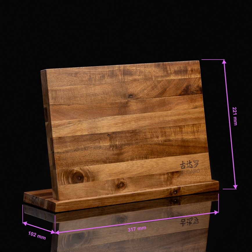 Gudaro - Ensemble de 5 couteaux de cuisine damassés SHIRO + support magnétique